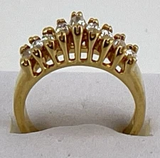 FAS Gold On 925 Sterling Silver Engagement Style Ring Marquis CZ’s  Size 6.75