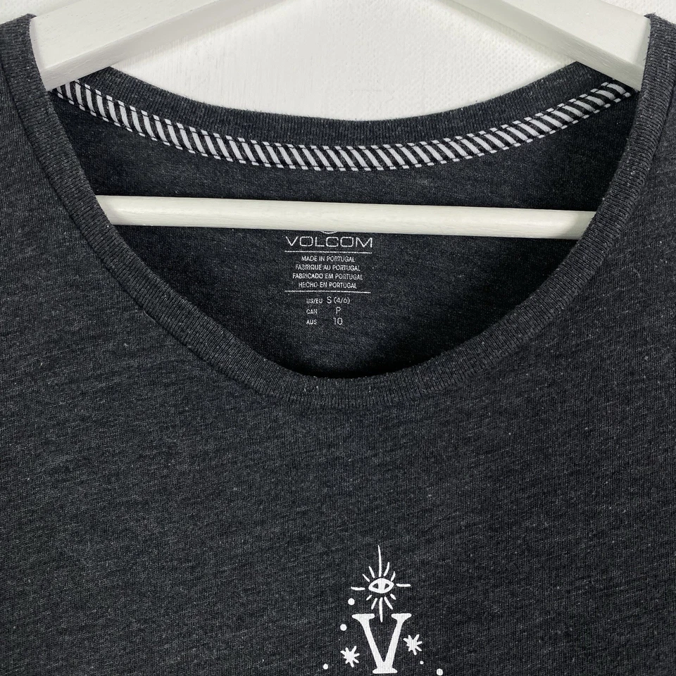 Volcom T-Shirt Gr.S Damen Skateboard Grau Kurzarm Bedruckt Logo - Bild 4 von 4