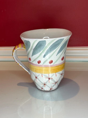 Vintage 1996 Mackenzie Childs Hand Painted Pottery Large Mug Brighton Pavillon