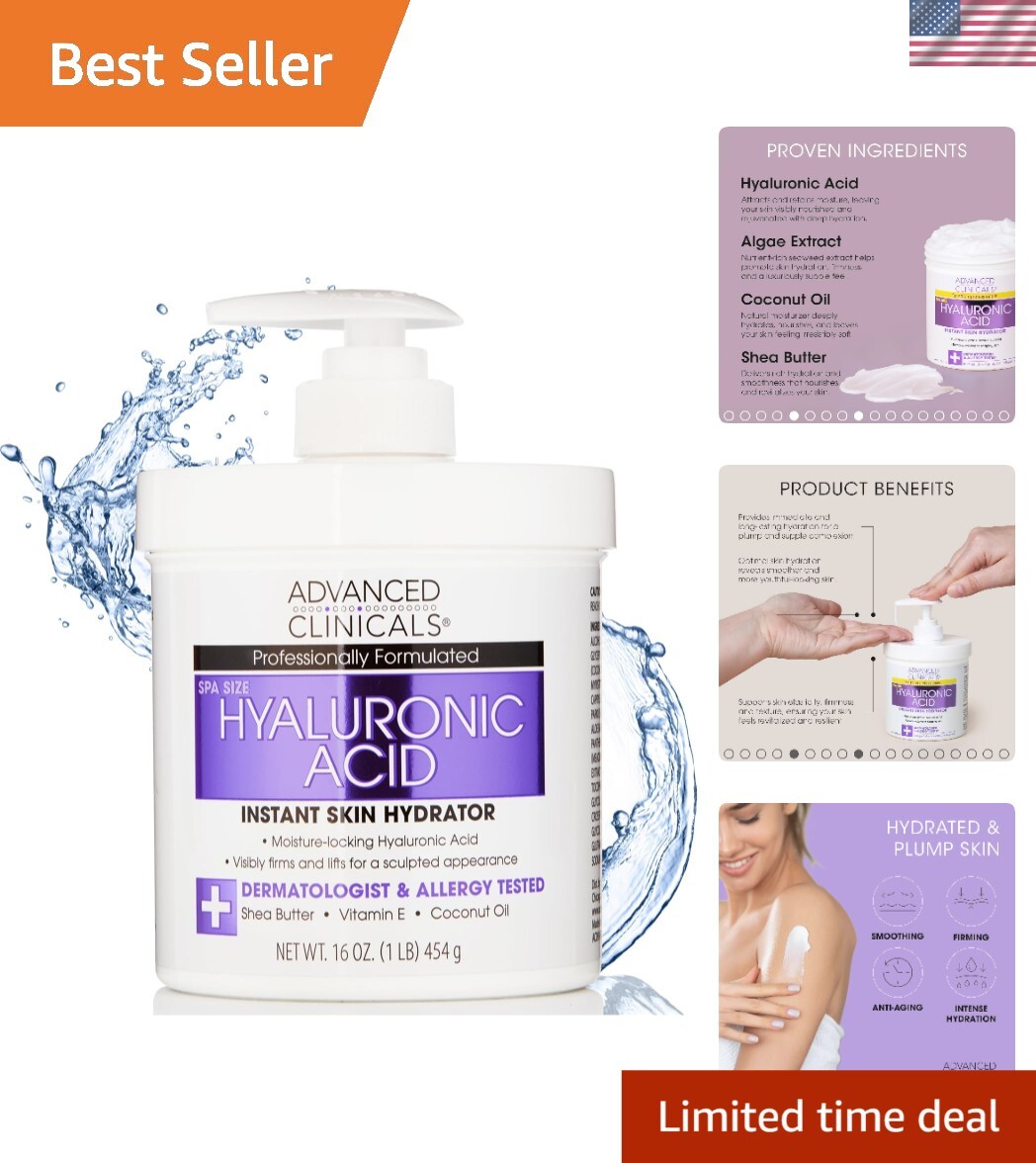 Hyaluronic Acid Moisturizing Lotion to Minimize Wrinkles & Stretch Marks - 16 Oz