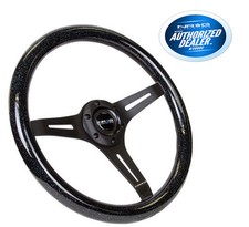 NRG Steering Wheel Wood Grain 350mm Black Sparkled Color 2" Deep ST-015BK-BSB