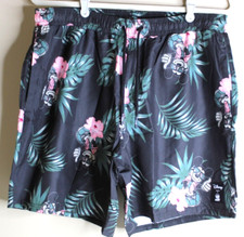 Disney Neff Hawaii Mickey Swim Men Floral Tropical Unlined Board Shorts L