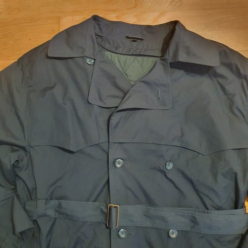 C&A VINTAGE BLUE TRENCH COAT Belted Detachable Lining Men 46 Chest 40 XL New/Tag - Picture 3 of 12