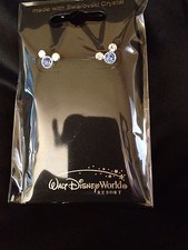 Disney Swarovski Crystal Blue Mickey HEAD Post Earrings