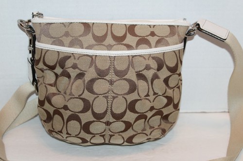 C gemustert hellbraun Canvas Handtasche Höhe 7" Breite 8" Super Zustand kostenloser Versand! - Bild 2 von 8