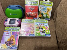 pink/ purple Leapfrog Leapster 2 and Leapster System and 5 games with cases