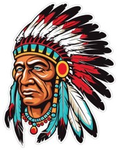 Native American Indian with headdress head dress Sticker Stickers Decal A1003
