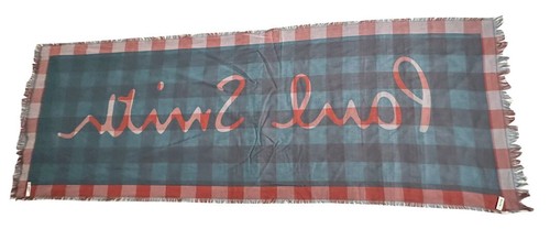 PAUL SMITH LIGHTWEIGHT COTTON SIGNATURE LOGO CHECKED SCARF BNWT Made in Italy - Picture 13 of 17