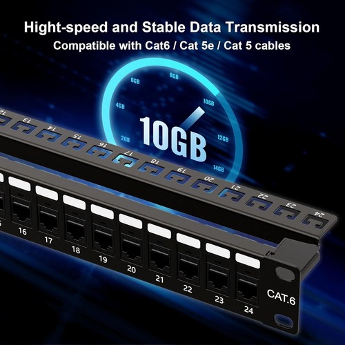 High-Speed Cat6 24-Port Patch Panel with Gold Plated Connectors, Rackmount Ready - Picture 6 of 8