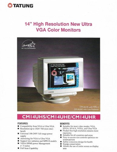 Lote de 2 folletos de volante de 1 pieza monitores de computadora Tatung CM17MCR+ - Imagen 2 de 4
