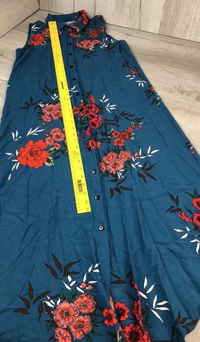 Milan Kiss Dress Long Floral Sleeveless Lite Weight Dress Top Blue Women’s L - Picture 23 of 24