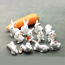 Craft Miniature Rabbit Figurine Fairy Garden Resin Bunny Statue Micro Landscape