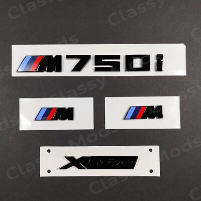 #ad #ad M750i xDrive Gloss Black Badges for BMW Emblem Set M Power $39.51