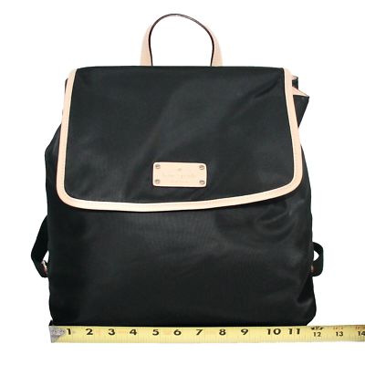 kate spade Kennedy Park Neko Backpack Black Tan Kate Spade NY Black Nylon Backpack W/Beige Leather Trim | eBay main image 3