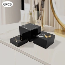 6 Pcs Acrylic Display Risers Acrylic Boxes Acrylic Display Nesting Cubes Black