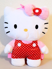 2024 Sanrio Pink Red Polka Dot HELLO KITTY Stuffed Animal Plush Backpack 14"