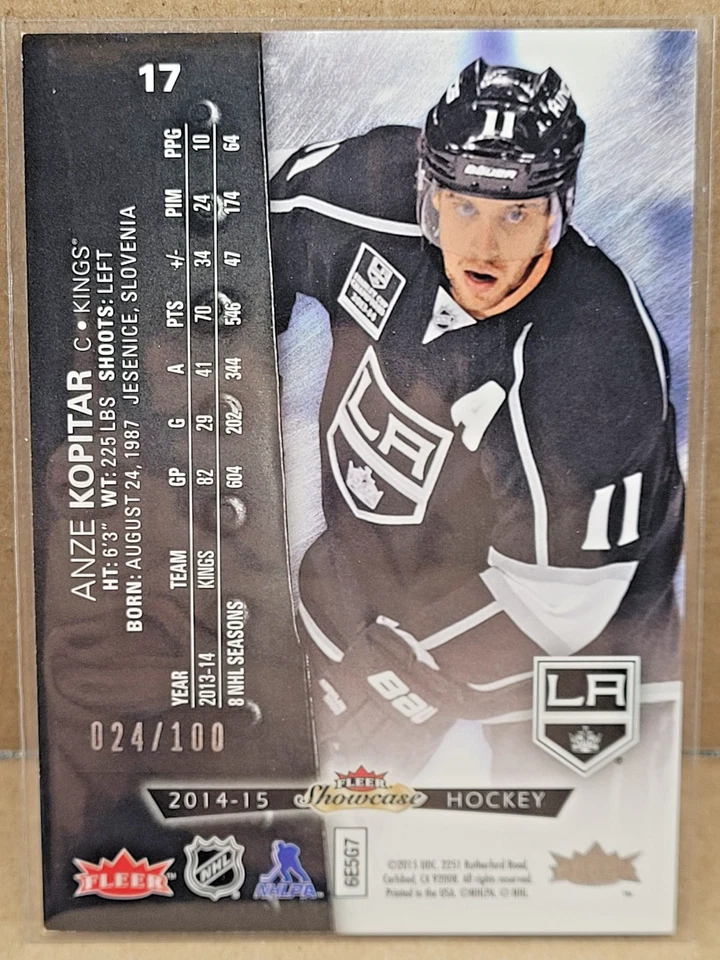 2014-15 Fleer Metal Universe Anze Kopitar Precious Metal Gems Blue PMG #17 - Image 2 of 2