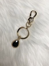 black Faux Gem Bag Charm Keychain Key Ring Car Charm Gold birthday Gift