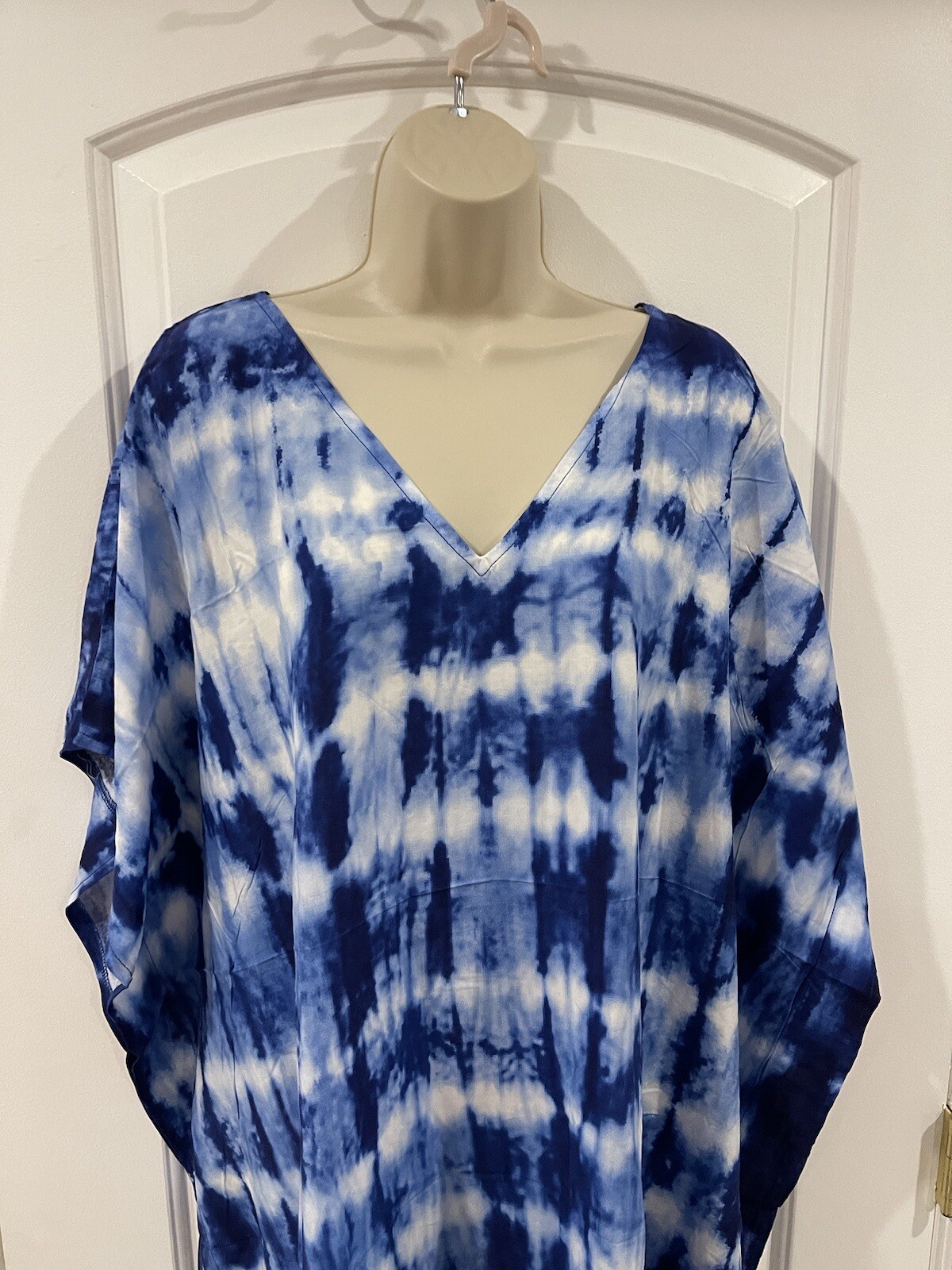 Epera Kaftan Maxi Blue Tie Dye One Size  Vneck Cover Up