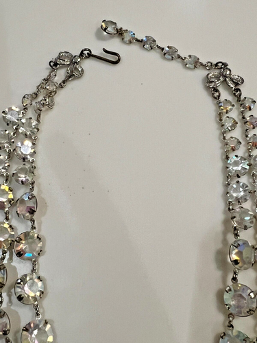 Vtg Double Strand Art Deco Faceted Crystals Paste Riviere Pools of Light 1950s - Picture 2 of 8
