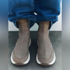 (W2) Zara SNEAKERS ALTE IN TESSUTO Grigio *(diverse misure destra 39/8, sinistra 40/9)