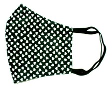 Face Mask Wire Adult Black Heart Dot