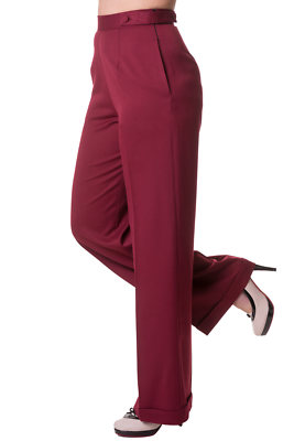 Bordeaux Wide Leg High Waist 40er Jahre Vintage Retro Hose BANNED Apparel