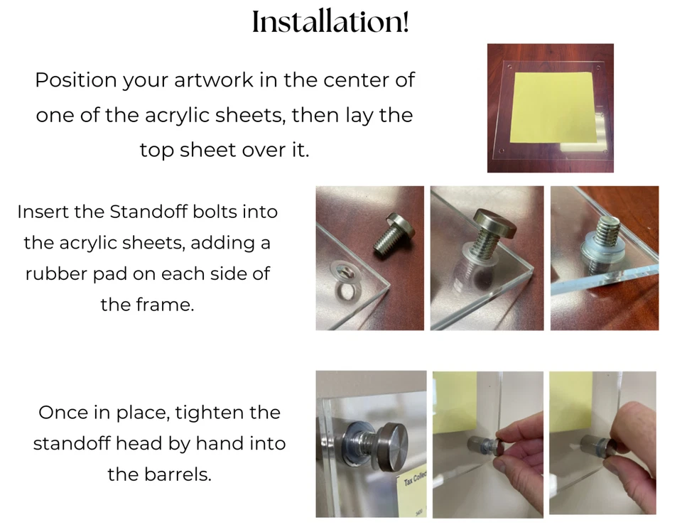 双面板浮动亚克力框架-方形角-定制尺寸可用 — 第 4/4 张图片