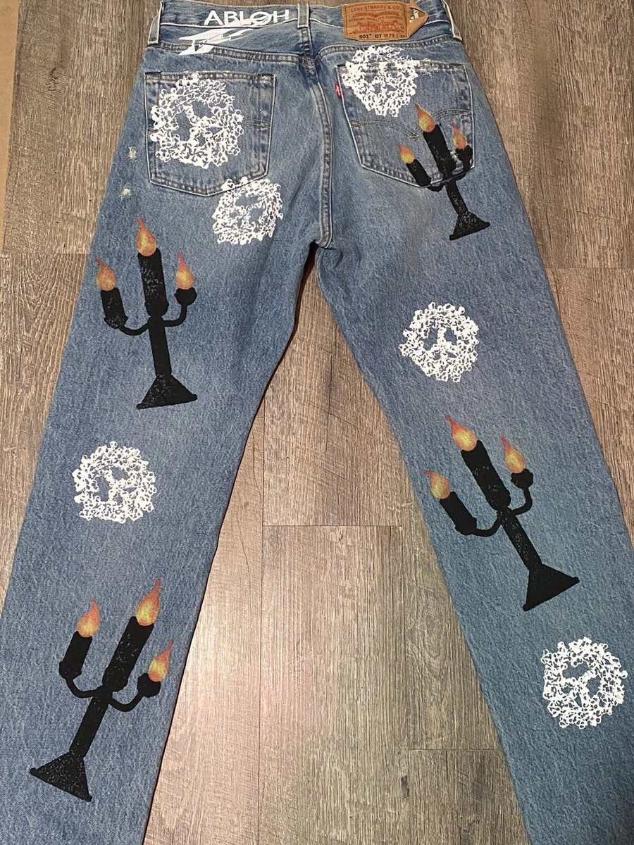 DENIM TEARS x VIRGIL ABLOH “MESSAGE IN A TEAR” PRINTED JEANS 29X32 FAST  SHIPPING