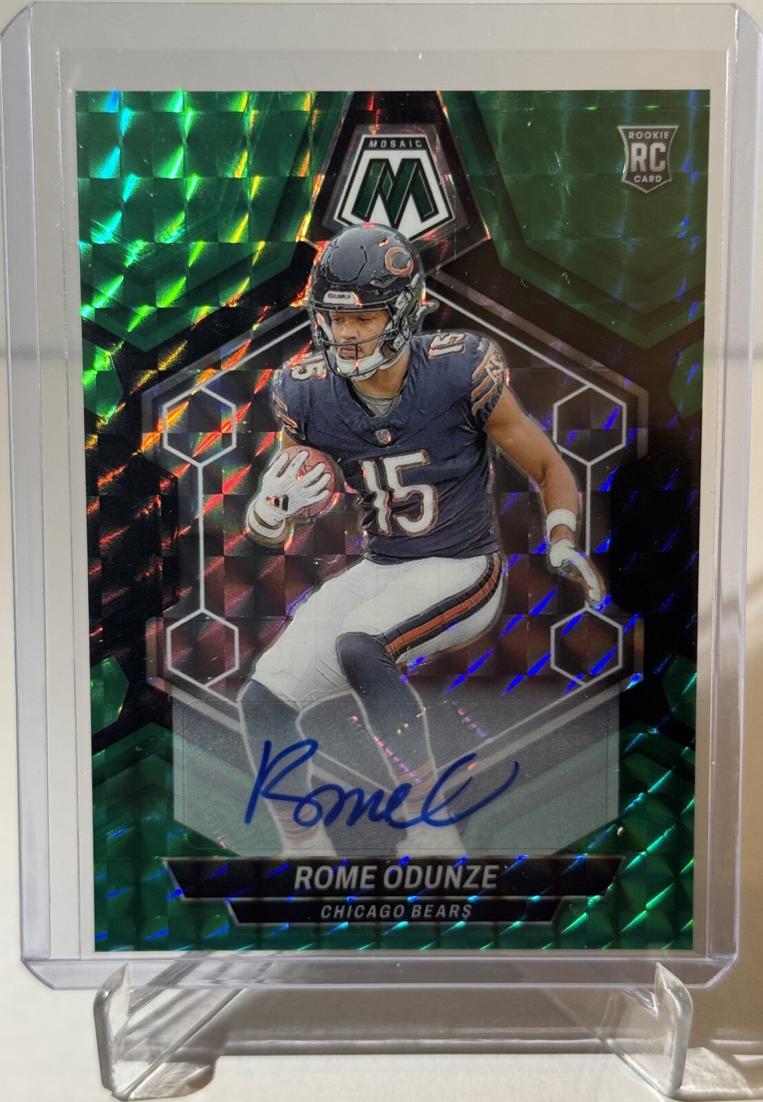 2024 Panini Mosaic - Rome Odunze - Rookie - Choice Green & Black Auto - 16/25!