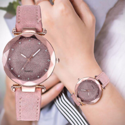 Damen Armbanduhr Quarz Sternenhimmel Rosa Neu & Ovp