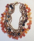 5 strand Agates & Pearls necklace 19" long w/ Jade toggle clasp #146 — photo 1