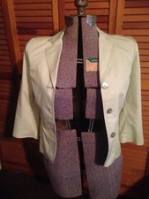 Womens Focus 2000 Blazer Suit Coat Jacket Lime Green White Stripe Lined Nwot 8