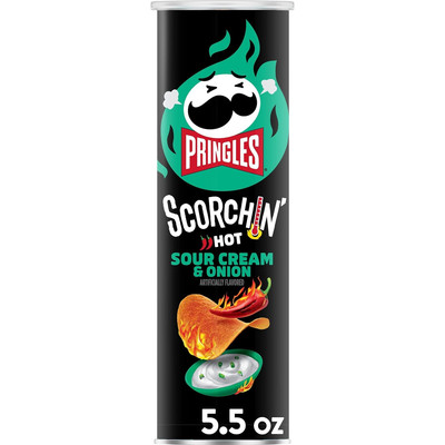 Scorchin' Potato Crisps Chips, Sour Cream and Onion, Fiery Spicy Snacks, 5.5Oz C