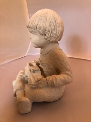 Vintage Austin Sculpture - Boy with Toy Truck Statue 1985