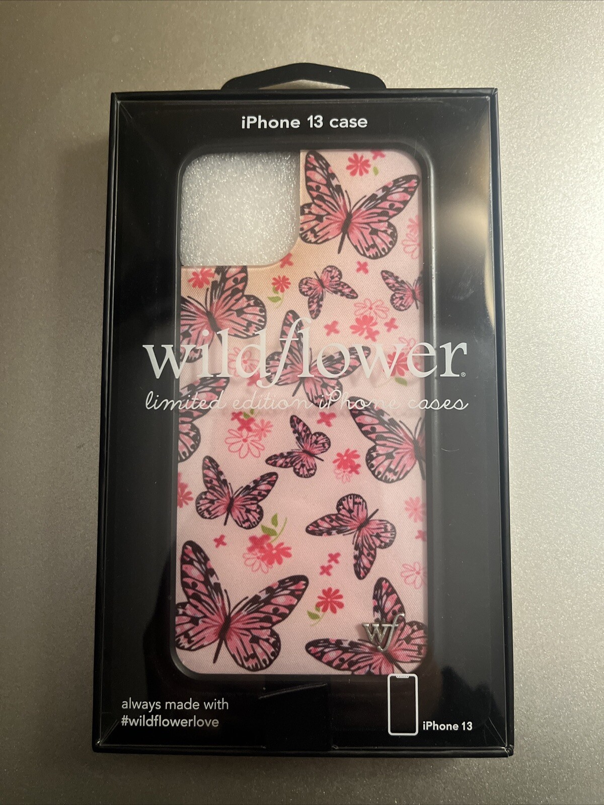 Pink Wildflower Butterfly iPhone 13 Protective Case