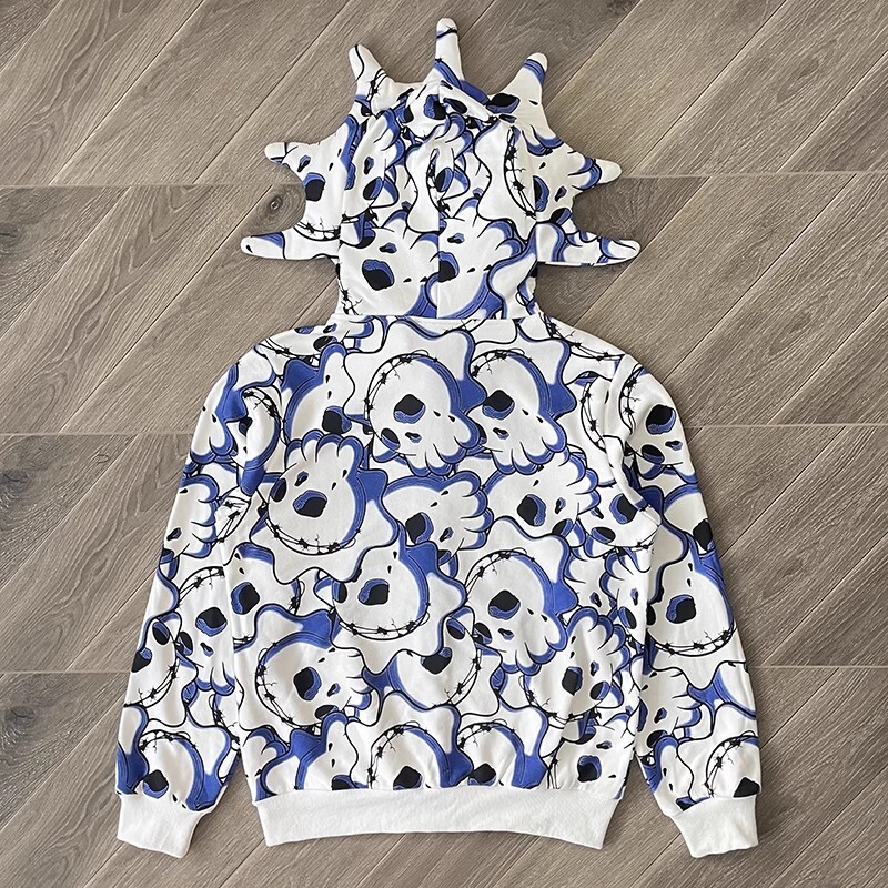 Glo Style Gang The Glory Full Zip Hoodie Blue cartoon print