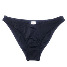 Xhilaration Bikini Bottom Womens Juniors L 8-10 Black Ribbed V Cheeky Low Rise