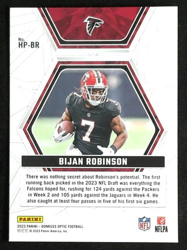 2023 Donruss Optic Bijan Robinson #HP-BR Football FALCONS RC Hidden Potential - Picture 2 of 2
