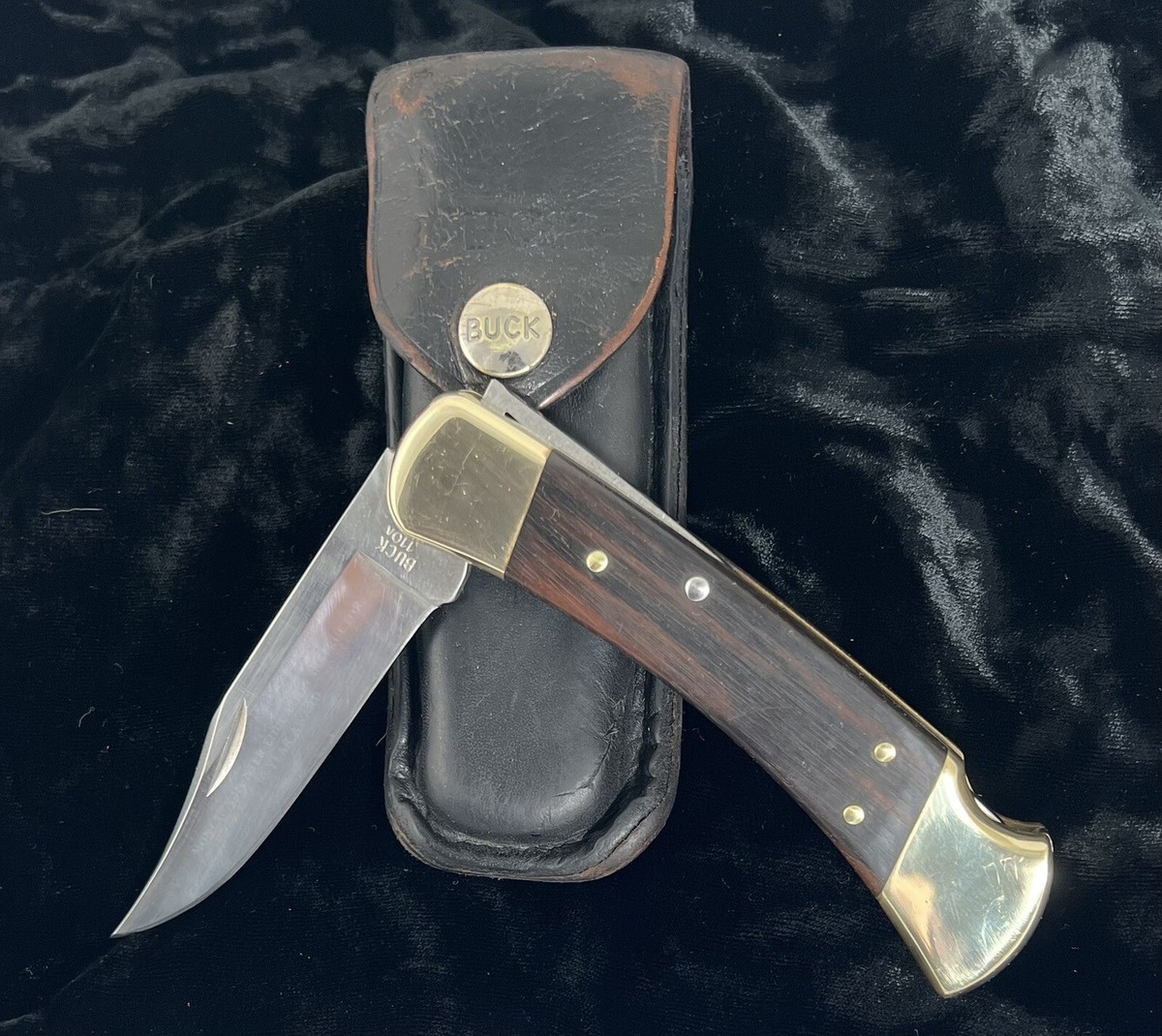 Vintage 1988 Buck 110^ USA Folding Knife, Sheath Montana 10 Vintage 1988 Buck 110^ USA Folding Knife, Sheath Montana 10