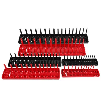 OTOEZ 6pcs ABS Socket Organizer Holder Storage Tray Rack SAE Metric 1/4" 3/8" 1/2" Set
