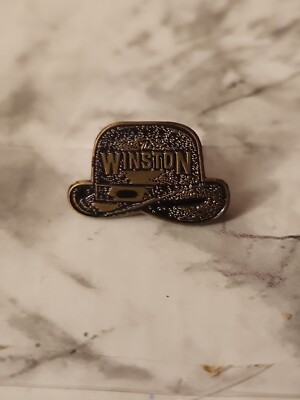 Vintage Winston Hat Cowboy Hat Bronze Tone  Lapel Hat Pin Lanyard Pins