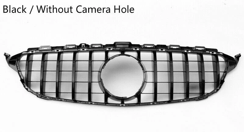 Black GT R Front Grill Grille for Mercedes-Benz C-Class W205 2015-2018/2019-2020 Foto 2 de 4