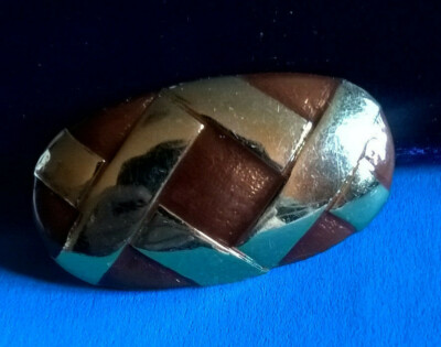 Broche Vintage Émaillée Et Dorée ORENA PARIS - Classique - Bon état D'usage