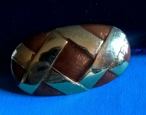 Broche Vintage émaillée Et Dorée Signée ORENA PARIS – Occasion Bon état D’usage – Bijou Classique