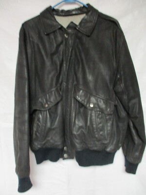 Vintage AKA Black Leather Lined Men's Full Zip Coat - Size L | eBay