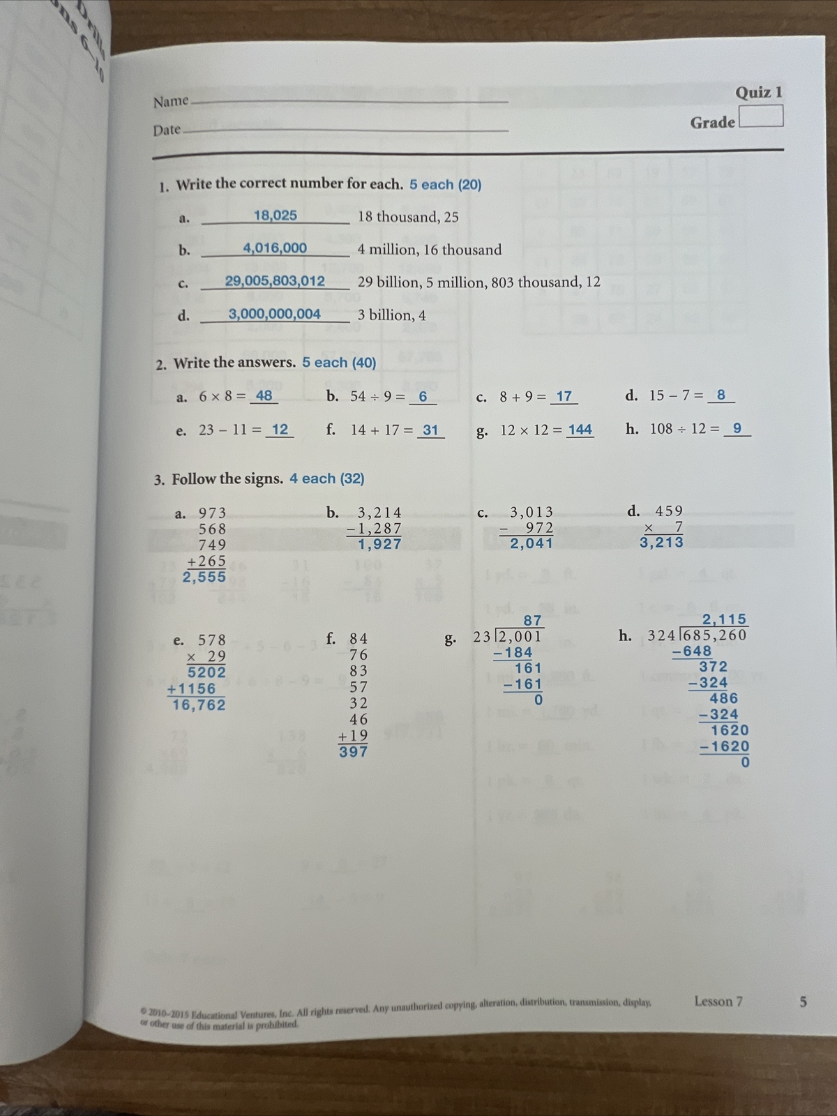 Abeka Arothmetic 6 Teacher Quiz, Test, & Speed Drill Key | eBay