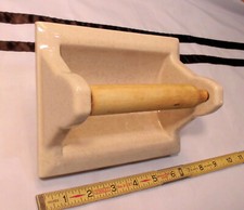 Oatmeal Beige with Specks Ceramic Toilet Paper Holder Criteria 1950's NOS