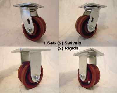 4'' x 2'' Swivel Caster 7/8'' V-Groove Ductile Steel Wheel & Rigid 1250 lbs each