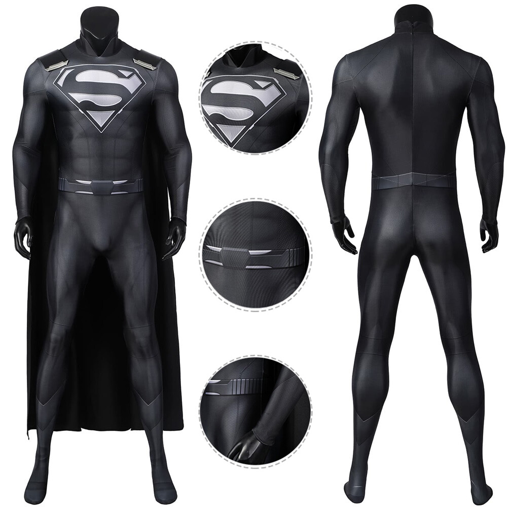 Superman Costume Cosplay Black Suit Clark Kent Crisis on Infinite